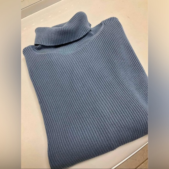 Appleseed’s Women’s Ribbed Turtleneck Sweater | Dusty Blue | Size Large - Picture 1 of 9
